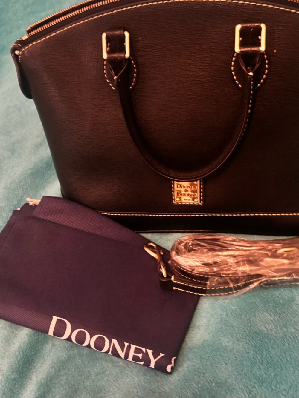 Dooney & Bourke Black Leather Dome Satchel - Picture 2 of 8